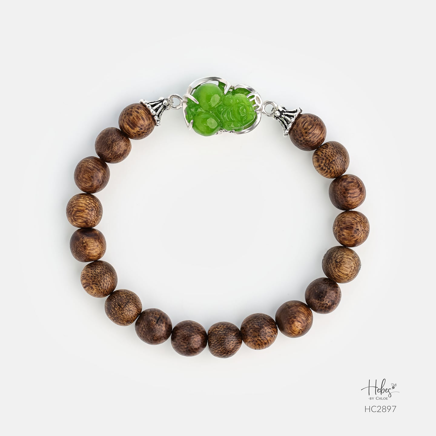 Vietnamese Agarwood Jade Pixiu Dragon Charm Bracelet HC2897