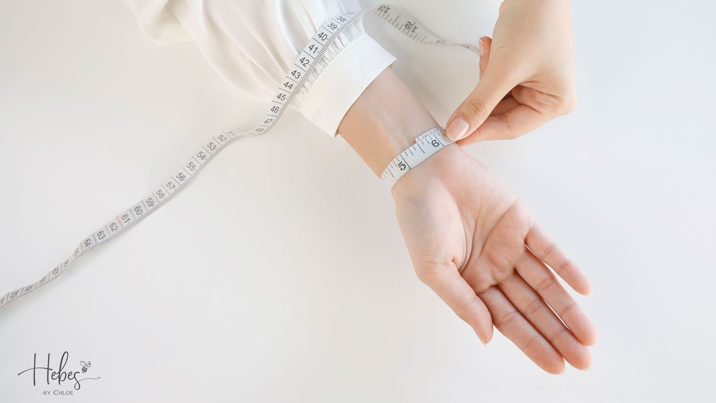 Wrist size measurement - Hebes wrist sizing guide